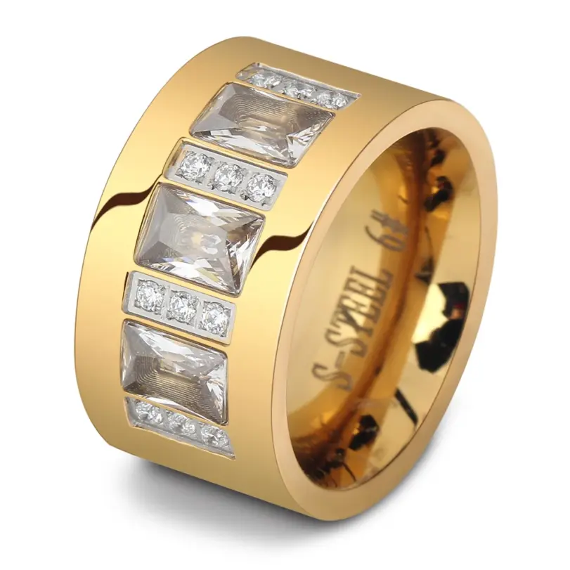 anillos de cristal a la moda para mujer, venta al por mayor, anillos de boda de acero inoxidable de Color oro amarillo para mujer, joyería de fiesta 1 anillos de cristal a la moda para mujer, venta al por mayor, anillos de boda de acero inoxidable de Color oro amarillo para mujer, joyería de fiesta 1