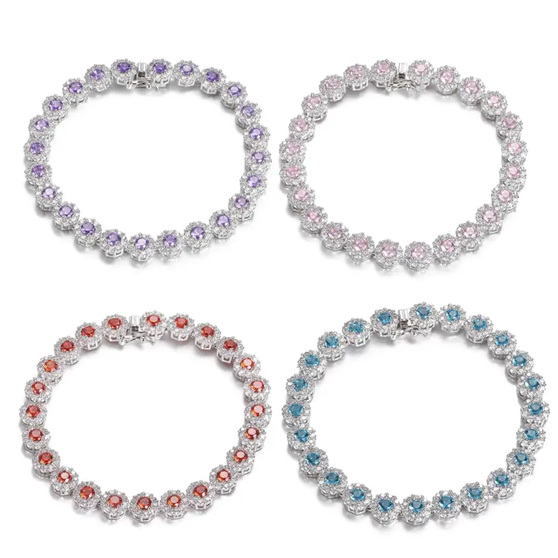 Pulsera de tenis brillante para mujer, brazalete de cristal de circonia cúbica chapado en plata S925, joyería exquisita elegante, regalo de boda FCGJHW 4