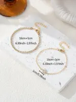 Conjunto de pulsera para mujer con cadena de agua y flor de circonia cúbica Simple, joyería diaria para oficina, 2 uds. 6