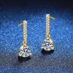 NeeTim-pendientes colgantes de moissanita de 1 quilate, plata de ley S925 con pendiente de boda chapado en oro, joyería de diseño brillante con diamantes de laboratorio 2