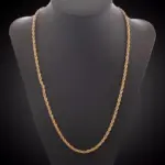 Collar de cadena de cuerda de 4mm de oro de 18K Noble, 45-60cm, venta al por mayor de plata 925 para mujer y hombre, joyería de regalo con abalorio de boda a la moda de 18-24 pulgadas 4