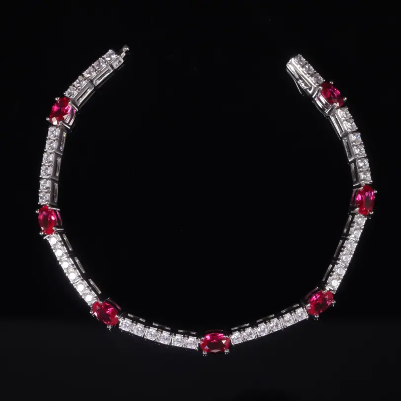 pulsera de tenis de rubí cultivada en laboratorio de BALLET para mujer, brazalete de piedra natal de Plata de Ley 925, pulsera de lujo para fiesta, regalo 3