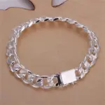 Nueva pulsera de plata de ley S925 fina de alta gama para hombre y mujer, joyería de moda, regalo para hombre, hermosa gema cuadrada de 10MM 3