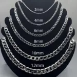 Collar de plata de ley 925 para hombre, 2/4/6/8/10/12MM, 40-75cm, collar de cadena con cierre de langosta, regalos de joyería de compromiso para hombres y mujeres 1