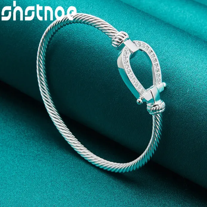 brazaletes de cuerda anudados de Plata de Ley 925 para mujer, joyería de moda para fiesta de cumpleaños y boda, regalos para mujer 2