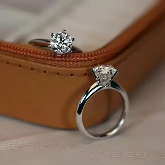 Anillo solitario Plata de Ley 925 auténtica 1ct moissanita cz anillos de compromiso para boda para mujer joyería de fiesta llamativa nupcial 2