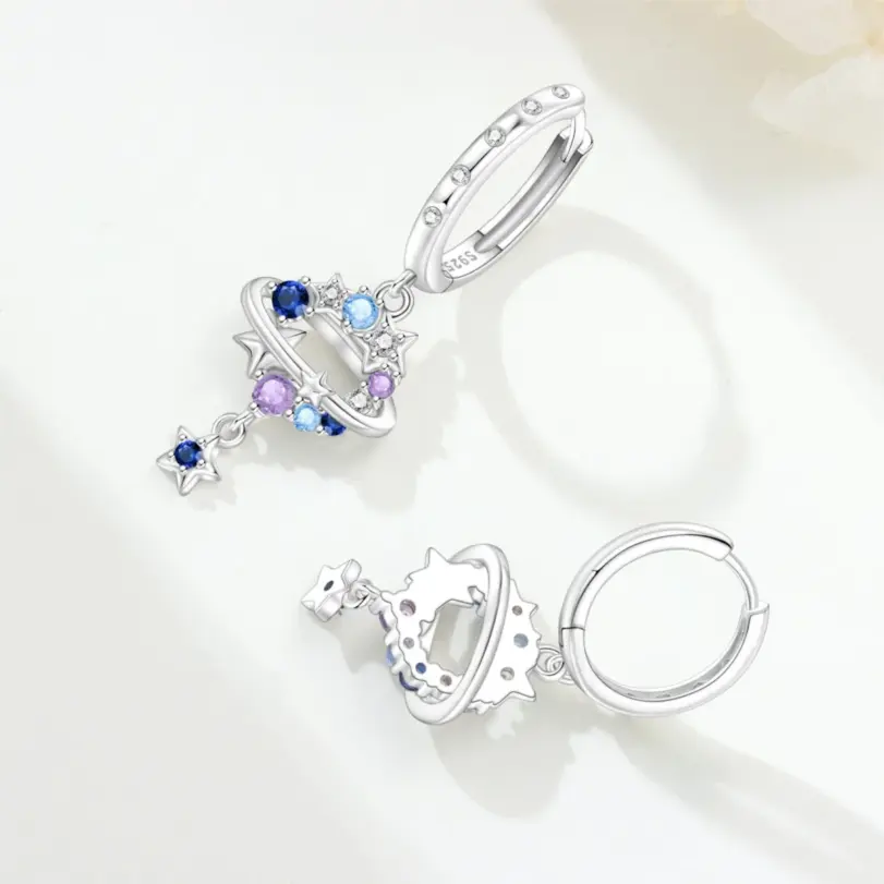 🌙 Pendientes "Blue Night Sky" – Plata S925 y Circonia Azul (Edición MISEFF) 4