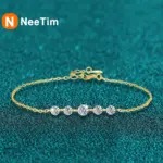 pulseras completas de moissanita para mujer, pulsera de plata de ley S925 chapada en diamantes de laboratorio, joyería para fiesta de cumpleaños y boda 1