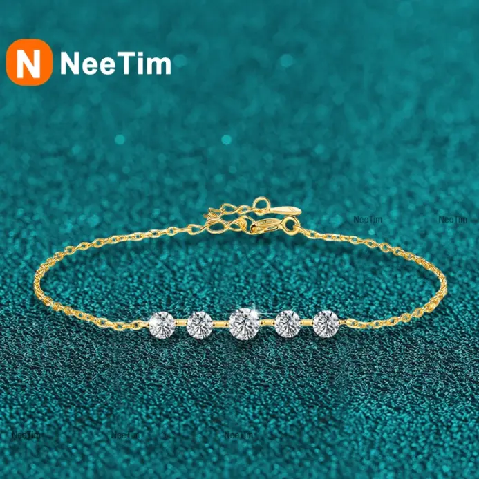 pulseras completas de moissanita para mujer, pulsera de plata de ley S925 chapada en diamantes de laboratorio, joyería para fiesta de cumpleaños y boda 1