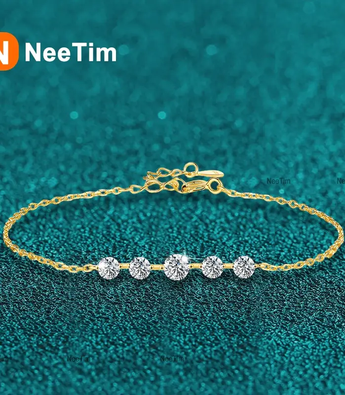 pulseras completas de moissanita para mujer, pulsera de plata de ley S925 chapada en diamantes de laboratorio, joyería para fiesta de cumpleaños y boda 1