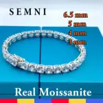 pulsera de tenis con diamantes de moissanita para hombre y mujer, 3mm, 4mm, 5mm, 6,5mm, certificado, joyería fina de lujo de Plata de Ley 925 1