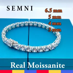 pulsera de tenis con diamantes de moissanita para hombre y mujer, 3mm, 4mm, 5mm, 6,5mm, certificado, joyería fina de lujo de Plata de Ley 925 1