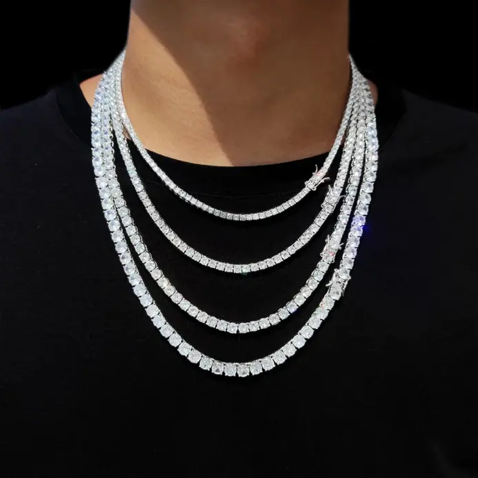 Joyería de Hip Hop, 1 fila, cadena de tenis helada, CZ ostentoso, Gargantilla de circonia cúbica con diamantes para hombre, collar para mujer, envío directo 2