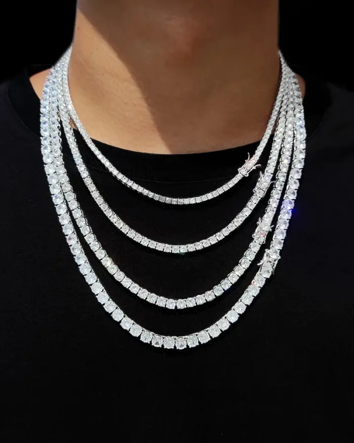 Joyería de Hip Hop, 1 fila, cadena de tenis helada, CZ ostentoso, Gargantilla de circonia cúbica con diamantes para hombre, collar para mujer, envío directo 2