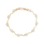 Pulseras de flores coloridas para hombre y mujer, brazaletes de 19 cm x 7mm, circón dorado plateado, joyería de moda 5