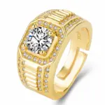 Anillo de oro puro 24K de alta gama con diseño de la Torre Eiffel, anillo de pareja ajustable para hombre y mujer, joyería de oro. 1
