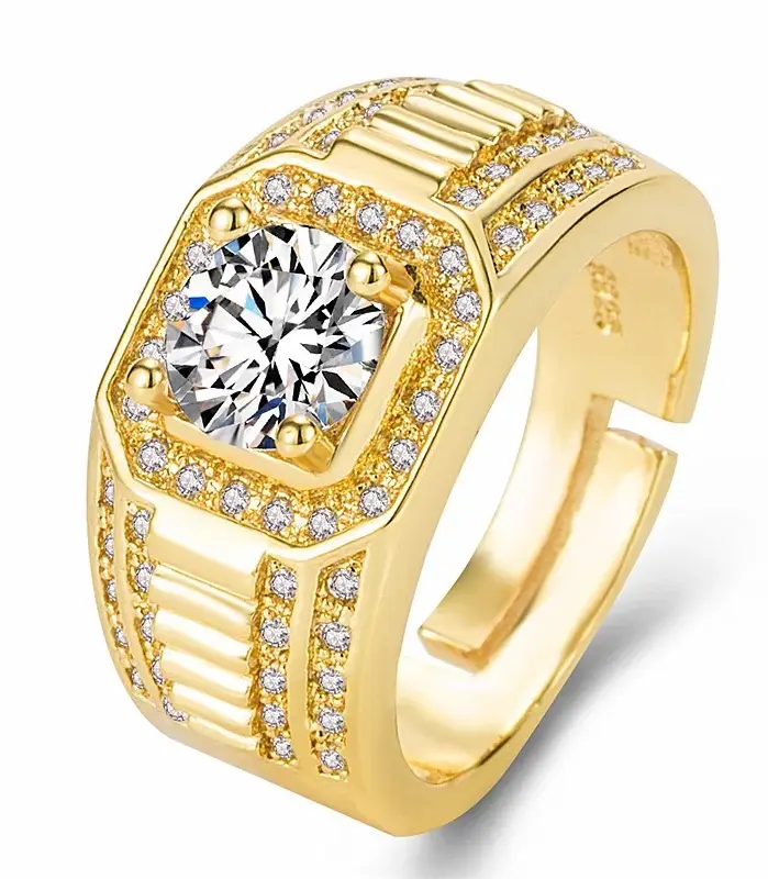 Anillo de oro puro 24K de alta gama con diseño de la Torre Eiffel, anillo de pareja ajustable para hombre y mujer, joyería de oro. 1