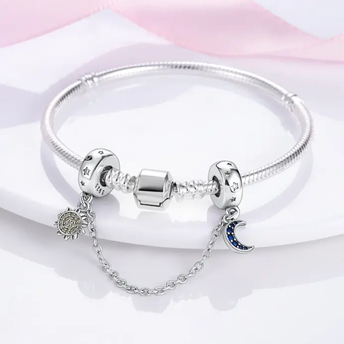 Cadenas de seguridad de Plata de Ley 925, dijes de Clip con cierre, compatibles con pulsera Original, colgantes, joyería DIY para mujer 2