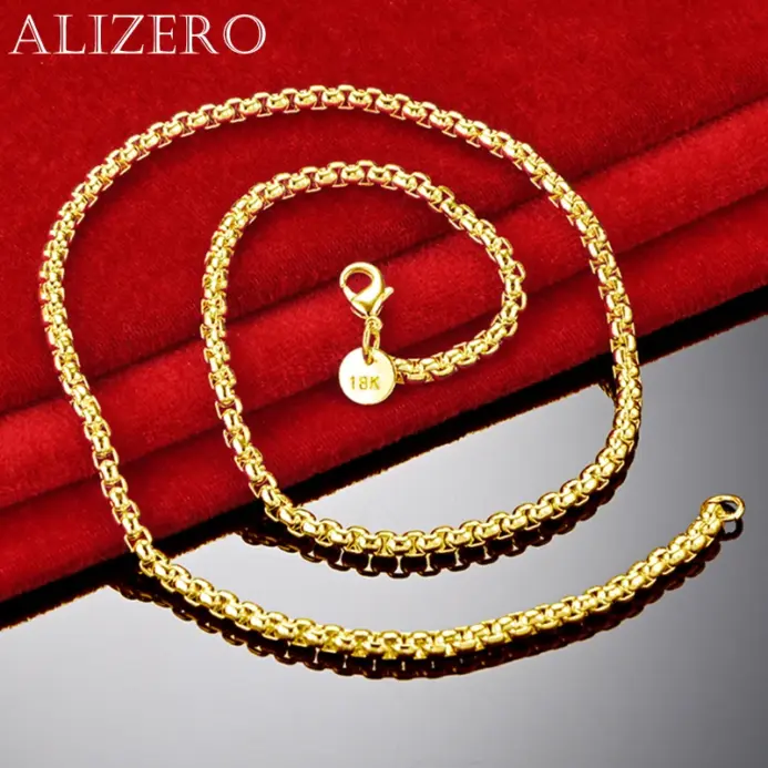 🌟 Collar "Solid Box 18K" – Cadena de Caja Redonda de 4mm Premium 1