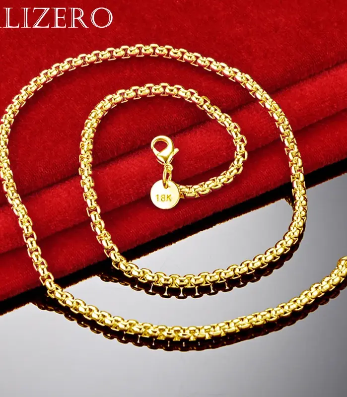 🌟 Collar "Solid Box 18K" – Cadena de Caja Redonda de 4mm Premium 1