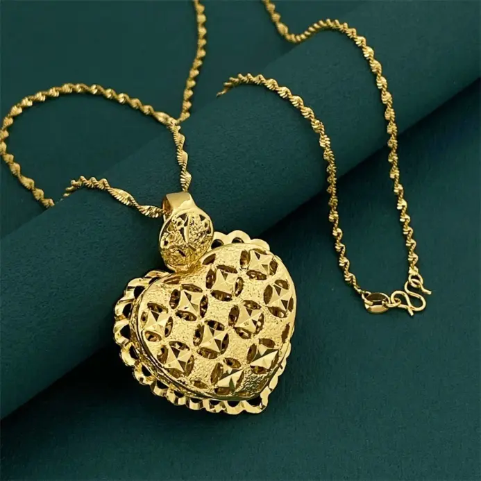 Collar con colgante de estrella de oro puro 24K 9999 de lujo para damas 1
