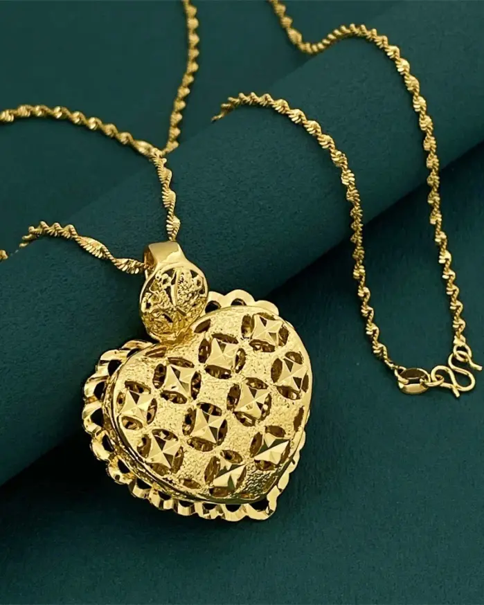 Collar con colgante de estrella de oro puro 24K 9999 de lujo para damas 1
