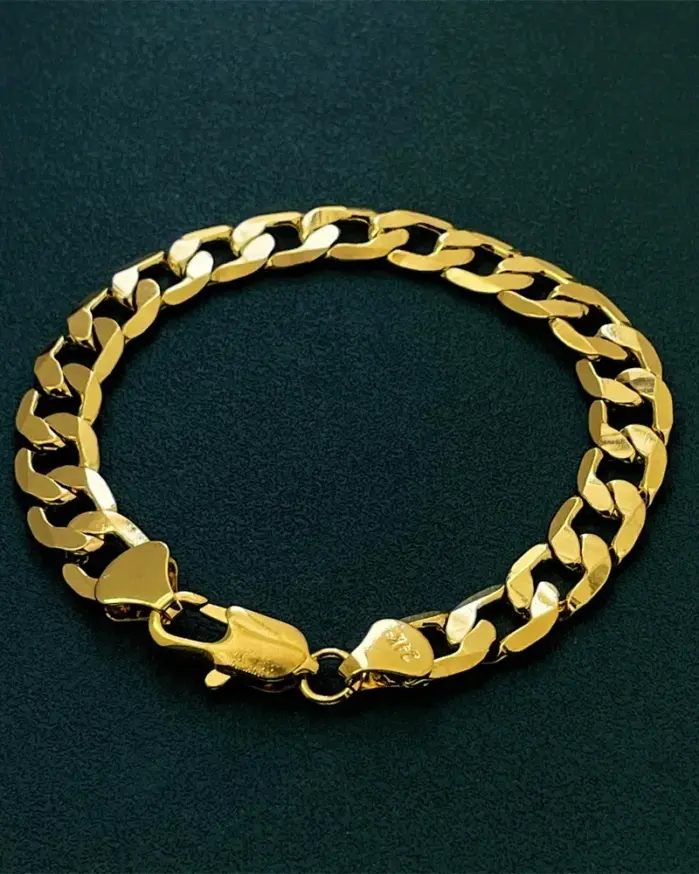 Pulsera de oro puro 24K 9999 de lujo para hombres y mujeres, pulsera de oro de 24 quilates, pulsera cubana lateral de 8mm 1