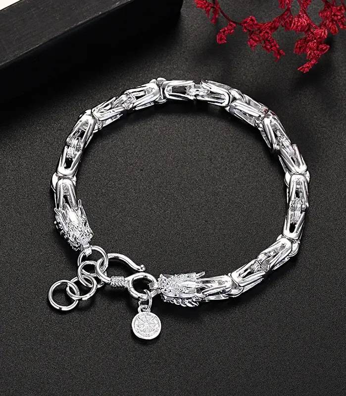 🐉 Pulsera "Dragon Soul S925" – Plata Sólida de Diseño Imperial 1