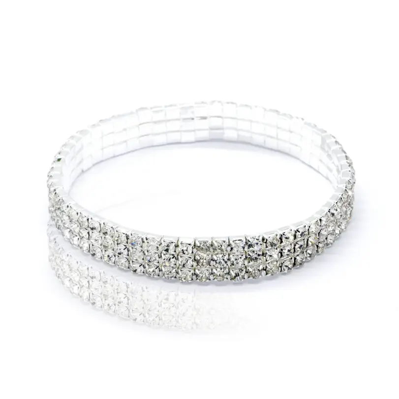 Tobillera de tenis con diamantes de imitación a la moda para mujer, cadena elástica de cristal multicapa en la pierna, pulsera de tobillo para playa de verano, joyería 5
