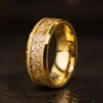 Anillos de boda para hombre de carburo de tungsteno de color dorado de 8 mm con incrustaciones de hoja de oro, ajuste cómodo, joyería de moda, anillo de compromiso, anillos de promesa 5