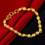 Pulsera de oro de 24k para mujer, brazalete chapado de cuentas de Buda de 6MM, joyería de boda, regalos 3