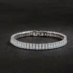 Pulsera de plata de ley 925 Noble, cadena de lujo, joyería de mano de cristal de Color para mujer, abalorio, regalo de boda, fiesta, 18cm 4