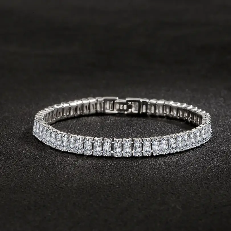 Pulsera de plata de ley 925 Noble, cadena de lujo, joyería de mano de cristal de Color para mujer, abalorio, regalo de boda, fiesta, 18cm 4
