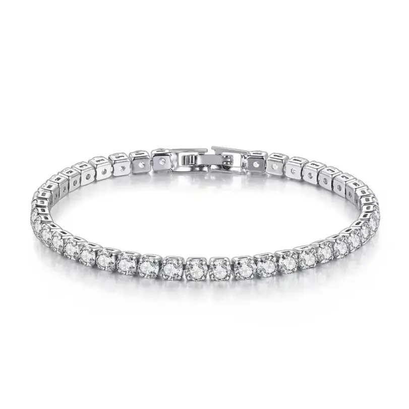 Pulsera de moissanita chapada en platino y plata S925 de alta calidad, joyería de boda con personalidad brillante, pulsera con dijes de regalo para mujer 6