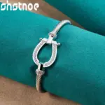 brazaletes de cuerda anudados de Plata de Ley 925 para mujer, joyería de moda para fiesta de cumpleaños y boda, regalos para mujer 1