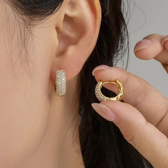 Pendientes de plata de ley 925 con circonita cúbica para mujer, pendientes circulares redondos pequeños de diseño vintage, joyería hipoalergénica para fiesta 2
