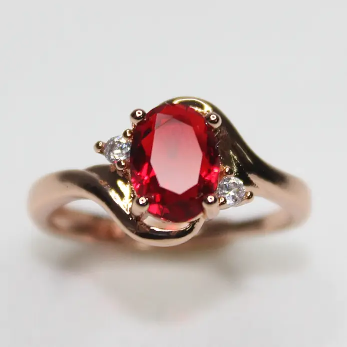 elegante anillo de joyería de plata 925 para mujer forma ovalada rubí circón piedras preciosas oro rosa anillos abiertos boda fiesta Ornanmet 2