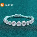 NeeTim-pulsera de tenis de moissanita de Color D, Plata de Ley 925 con pulseras brillantes chapadas en oro blanco, Chian para mujer, venta al por mayor 1