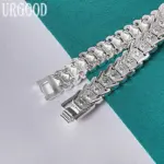 Pulsera ancha de Plata de Ley 925 para hombre y mujer, brazalete de cadena grande para fiesta, compromiso, boda, joyería de moda 5