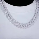 Cadena de eslabones cubanos de circón de 15mm, helado en piedras de diamante simuladas, collar ostentoso de Miami CZ, regalo para ella/lui 1