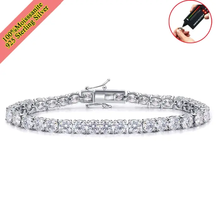 Pulsera de tenis de moissanita auténtica para mujeres y hombres, brazalete de diamantes de laboratorio de 3,0mm con certificados, joyería fina de Plata de Ley 925 2