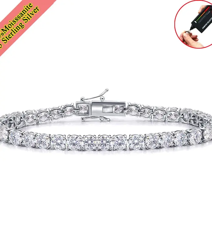 Pulsera de tenis de moissanita auténtica para mujeres y hombres, brazalete de diamantes de laboratorio de 3,0mm con certificados, joyería fina de Plata de Ley 925 2