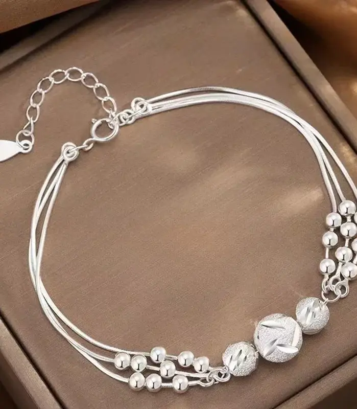 Pulseras finas de Plata de Ley 925 con cuentas de la suerte para mujer, pulsera ajustable multicapa de diseñador de lujo, joyería para fiesta y boda 1