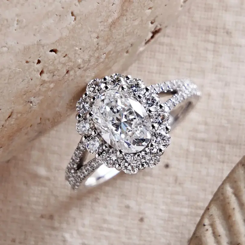 2CT 7*9MM anillo de moissanita de corte ovalado S925 plata esterlina laboratorio diamante boda banda para mujer joyería fina de fiesta 4