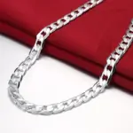 Collar de plata de ley 925 para hombres y mujeres, cadena clásica de 6MM de 16/18/20/22/24 pulgadas, joyería de lujo, regalos de boda y Navidad 2