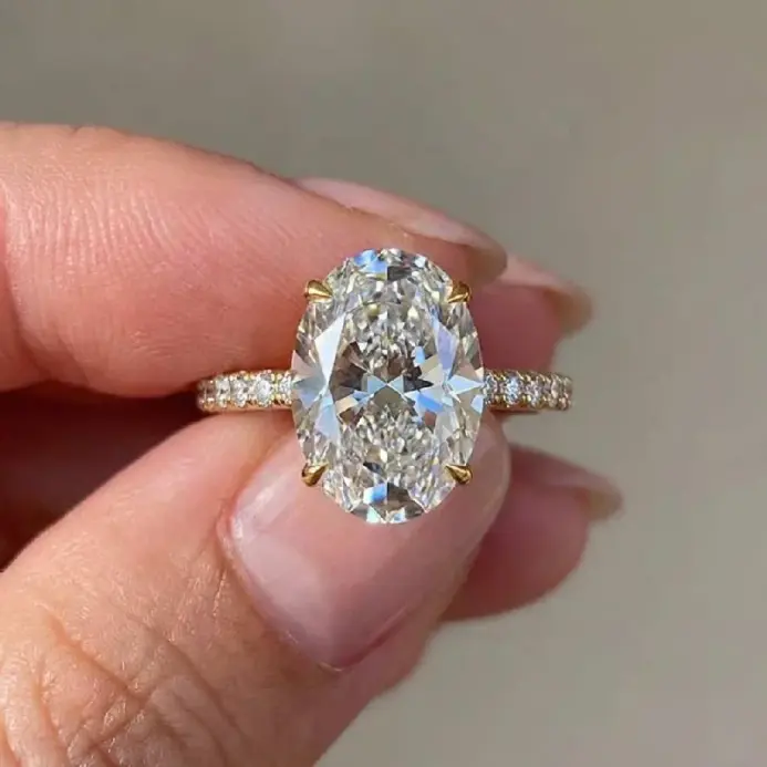 Preciosos anillos de piedra ovalados brillantes de circón de Plata de Ley 925 para mujer, regalo de compromiso, boda, joyería fina de lujo de alta calidad 2