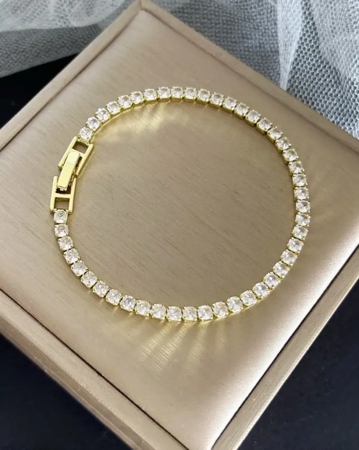 Pulseras de tenis de cadena de circonia de 4mm de Color dorado/plateado de acero inoxidable para mujer, Pulsera de 16/18 cm, regalos de joyería de lujo 1