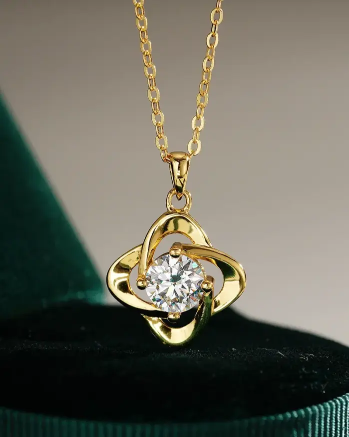 Collar con colgante de moissanita para mujer de oro 100% auténtico de lujo de 18 quilates 1