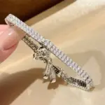 Nuevas pulseras Vintage de 100% pura Plata de Ley 925, pulsera con lazo de circonia cúbica 3a pavimentada completa para mujer, joyería de buenos de lujo 6