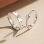 Anillos de pareja de Príncipe Rosa de Color plateado para mujeres y hombres, nueva moda, anillo para amantes del compromiso del amor para siempre, regalos de joyería para el Día de San Valentín 1